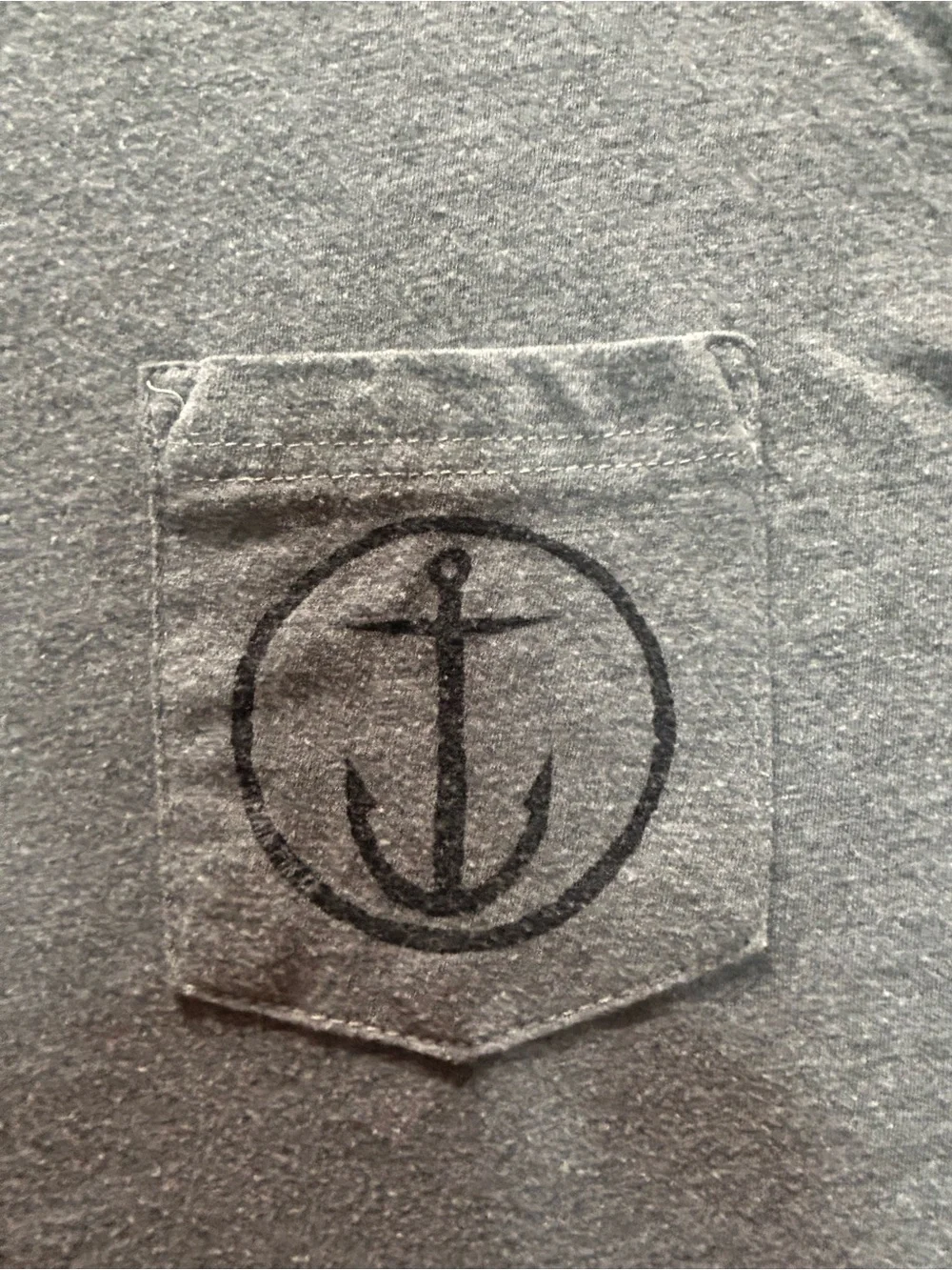 Captain Fin Mens Gray Pocket T Shirt Anchor Logo Surf Skate Tees - Picture 4 of 5